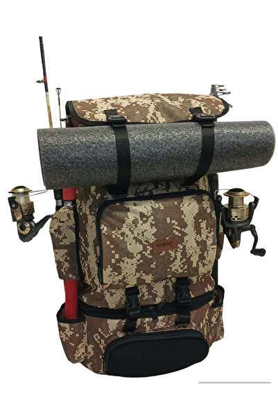 ROWAN ÇANTA TERMAL ALT BÖLMELİ KAMUFLAJ BEL BAĞLAMALI  KAMP VE BALIKÇI SIRT ÇANTASI 62*41*22 CM EBATLARINDA