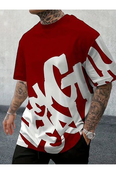 bellanova Color Block Short Sleeve Rose Printed T-Shirt for Men
