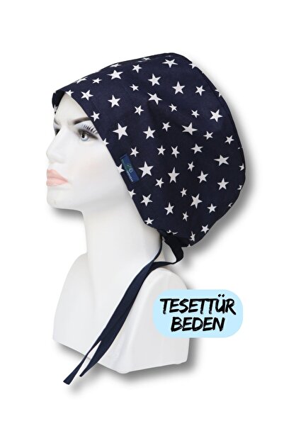 doktorbonem Μέγεθος Hijab Navy Blue - Large Stars Surgical Bonnet