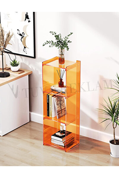 TUVA REKLAM Tuva Reklam Şeffaf Pleksi Dört Raf Dergilik Kitaplık Komodin Şifo...