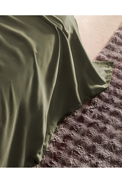 Madame Coco Ciel King Size 100% Cotton Elasticless Satin Bed Sheet - Khaki