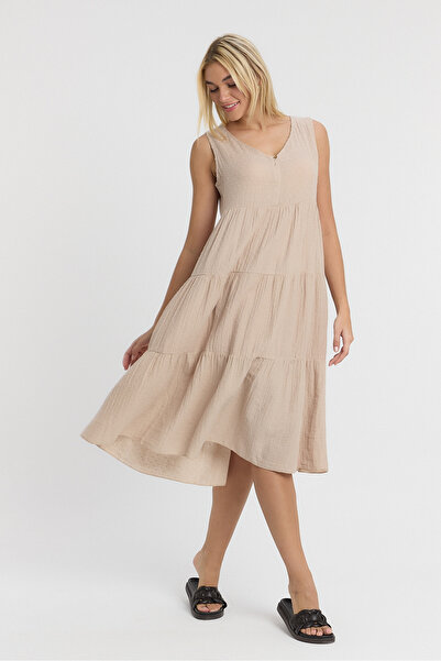 TCT TEKSTİL Γυναικείο Φόρεμα - Muslin Avlonya Pompom Φόρεμα - 3015