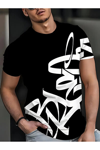 bellanova Color Block Short Sleeve Rose Printed T-Shirt for Men