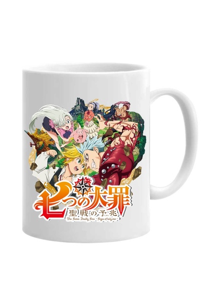 OEM Cană anime alb personalizat, cele șapte păcate capitale, INOVATIX®. 330 ml