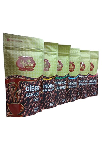 HİLALPAK Ahkam Dibek Kahvesi 6 Adet 180 Gr'lık ( Sade, Fındıklı, Menengiç, Os...