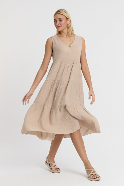 TCT TEKSTİL Γυναικείο Φόρεμα - Muslin Avlonya Pompom Φόρεμα - 3015