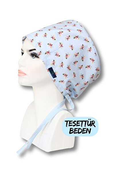 doktorbonem Tesettür Mavi Noktalı Güller Desenli Cerrahi Bone Doktor Hemşire ...