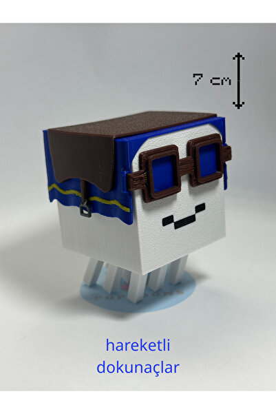 poptoons Ghastling Figür - Hareketli Dokunaçlı Minecraft Dekoratif Obje (7 cm)