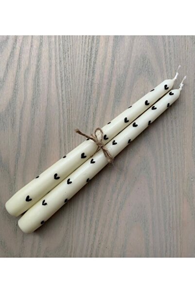 YABA 2 ADET SİYAH KALPLİ MUM