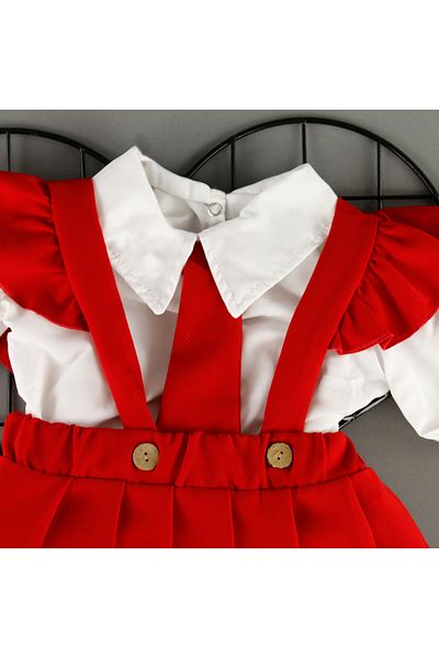 bebegci Shirt Collar Tie Gilet 2 Piece Girl Set