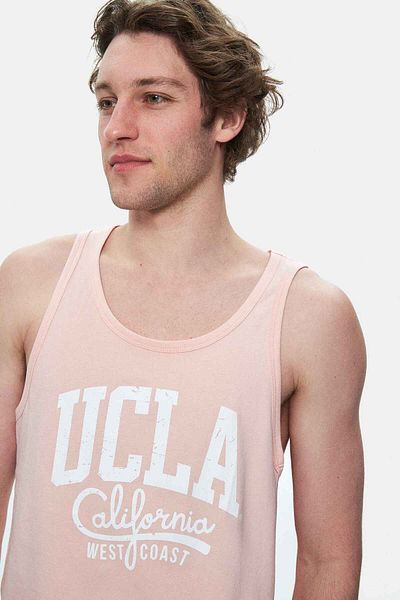 UCLA Pebble Powder Pink Zero Sleeve Printed Oversize Men's Tshirt