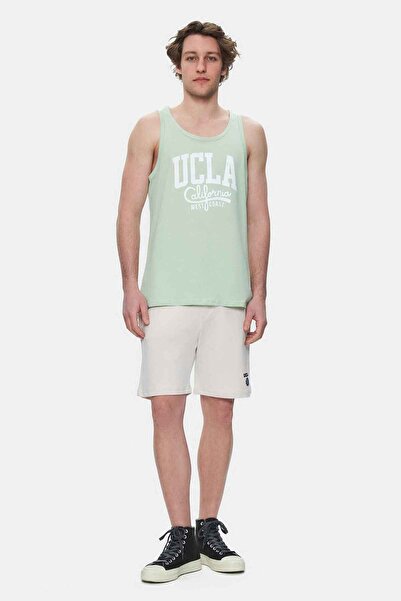 UCLA Pebble Smoke Green Zero Sleeve Printed Oversize Men's Tshirt