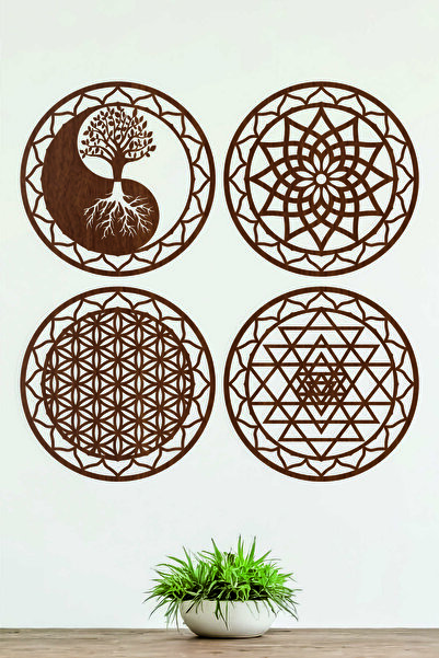 UNT Set de geometrie sacră 4 în 1 (Floarea vieții, Sri Yantra, Mandala și Arb...