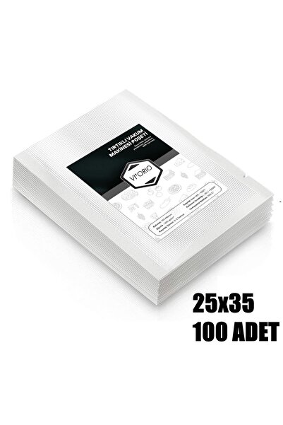 VI'ORIO 25x35 Tırtıklı Vakum Makinesi Poşeti 100 Adet