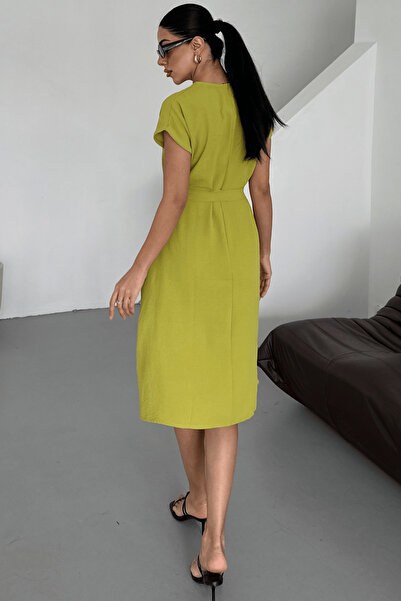 Paw Garage Women's Harber Olive Collar Girdle Dress, New Season Summer