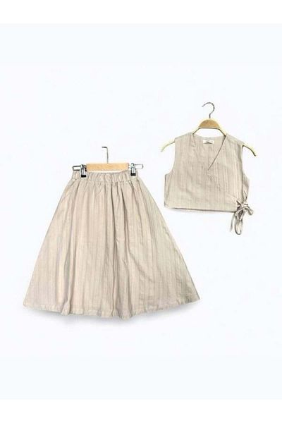 Zekids Girl's Cotton Vest Skirt Set
