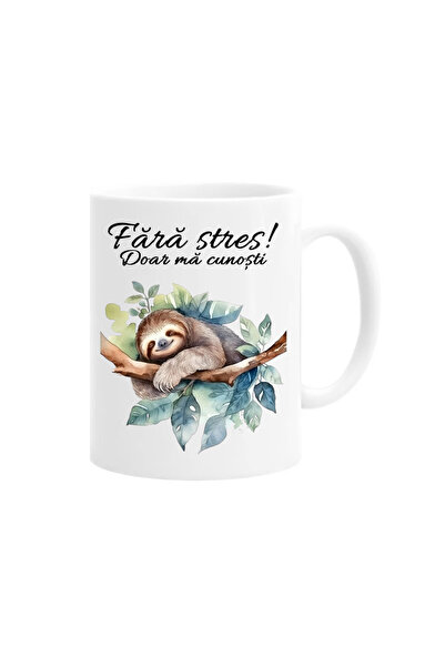 OEM Cana albă personalizată fără stres, doar cunoaște-mă, leneș, INOVATIX®. 3...