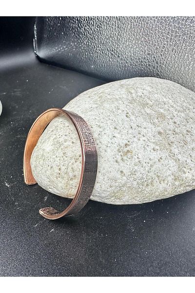 BAKIR Ayetel Kursi Copper Bracelet with Kufi Spelling Technique 100% Pure Copper