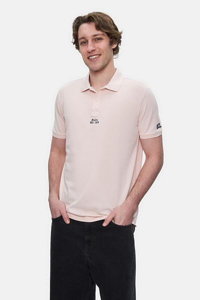 UCLA Tricou pentru bărbați cu guler polo brodat QUINTON Dusty Pink