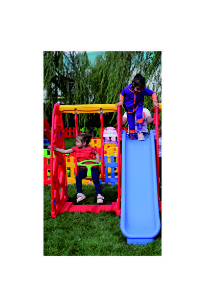MUPARK Kaydıraklı Salıncaklı Oyun Parkı – Bahçe & Anaokulu İçin Çok Fonksiyonlu Set (Kırmızı)