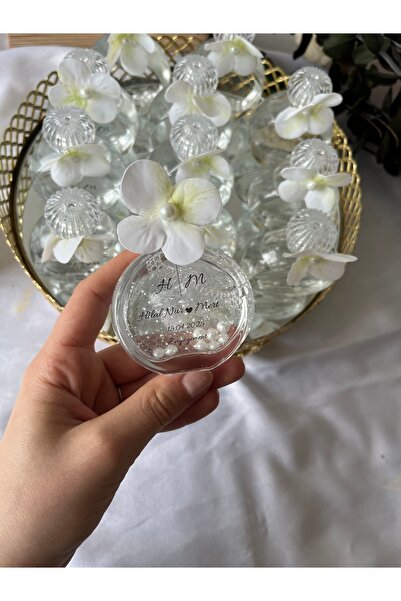 TREND Cam Şişe Kolonya,ortanca Süslemeli,nişan Hediyelik 10 Adet