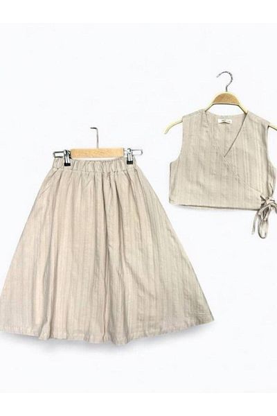 Zekids Girl's Cotton Vest Skirt Set