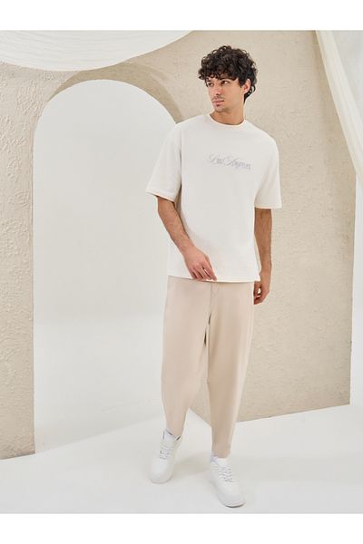 Styli Slogan Embroidered Dropped Shoulder Oversized T-Shirt