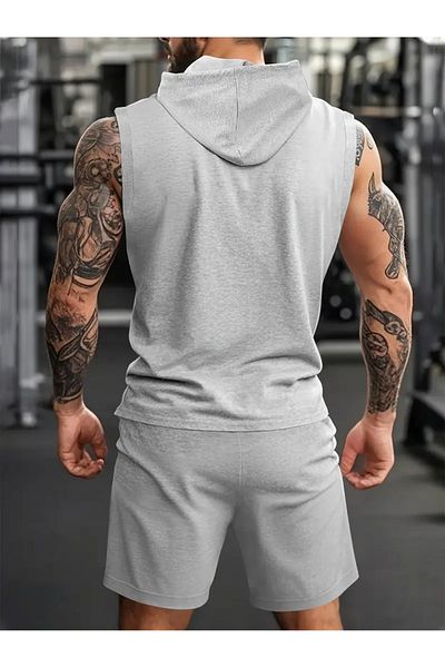 bellanova Athletic Vest and Shorts Set, Lace-Up Printed Tank Top with Hood,