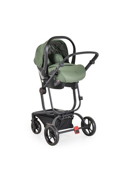 OEM Scaun auto bebelusi tip scoica, Cangaroo Ellada Verde, centura siguranta in 3 puncte, Varsta 0 luni+