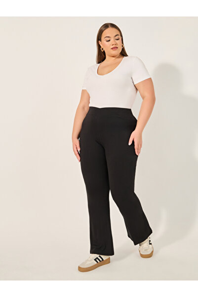 Styli بنطال ضيق واسع بحزام على شكل حرف V بمقاس كبير