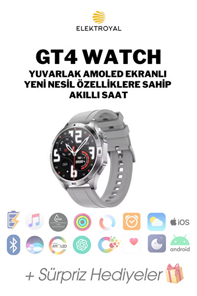Wearfitpro Gt4 Watch Yuvarlak Amoled Ekran Yeni Nesil Özelliklere Sahip Akıll...