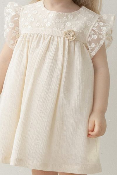 Baby Animals Baby Girl Dress Girl's Dress Birthday Party Wedding Linen Short Sleeve Lined Dress