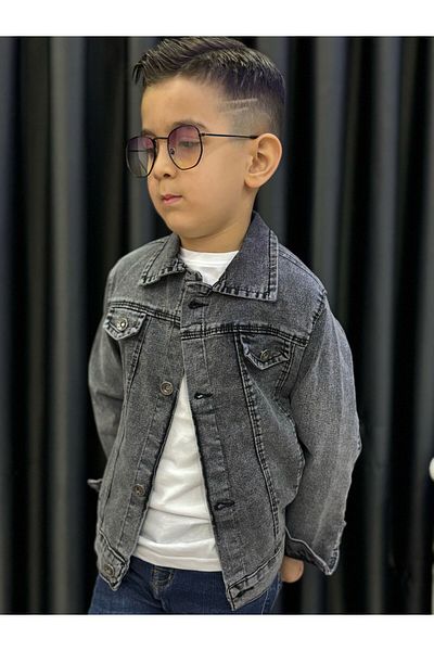 KURGAN TEKSTİL Дънково момчешко яке с двоен джоб и копчета