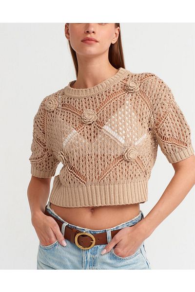 CemBebe Pulover de damă cu model floral ajurat