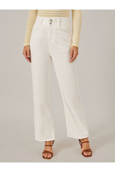Styli Mid Rise Plain Wide Leg Jeans