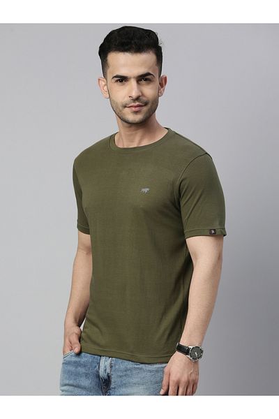 Bushirt By Styli Solid Round Neck Regular Fit T-Shirt