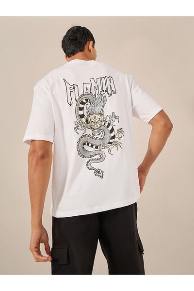 Styli Graphic Print Oversized Round Neck T-Shirt