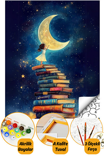 Talehobby Sayılarla Boyama Numaralı Tuval Seti Fırça Boya Dahil 40x50cm - Kitap Deryası