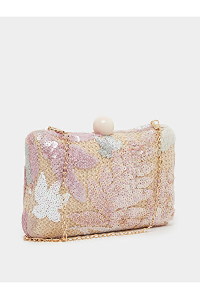 Styli حقيبة كلاتش مزينة بالترتر مع حزام سلسلة