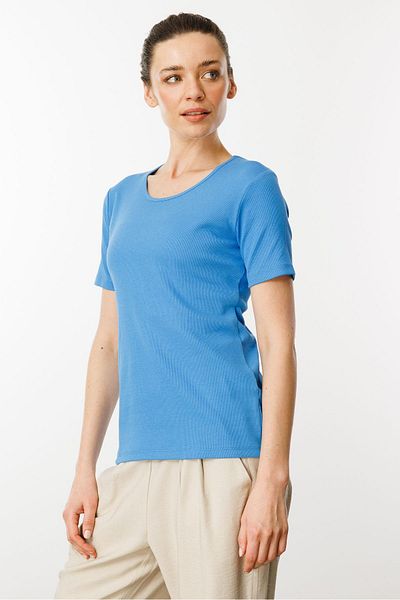 Desen Triko Tricou albastru cu mânecă scurtă pentru femei, cu greutate redusă