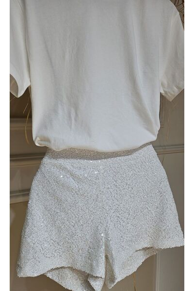 Thil Parlak Pul Payet Astarlı Yan Fermuarlı Şort