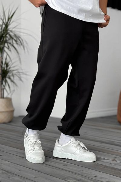 vladivosto Φαρδύ παντελόνι Plus Size Ρυθμιζόμενο ελαστικό παντελόνι Φούτερ Μαύρο καπνιστό