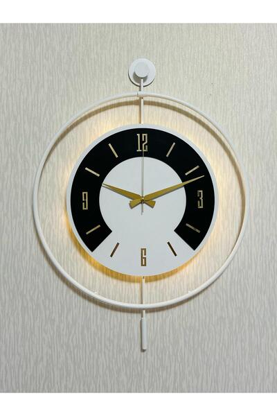 Pey Aksesuar 50x70 cm Metal Ahşap Ve Işığın Muhteşem Uyumu Duvar Saati dekoratif