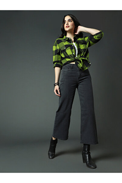 High Star By Styli Mid Rise Wide Leg Cropped Jeans