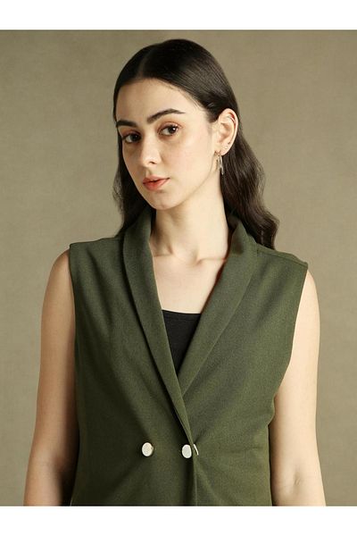 Dennis Lingo By Styli Solid Button Sleeveless Slim Fit Blazer