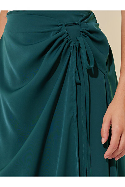 Take Two By Styli Solid Drawstring Tie Wrap Midi Skirt