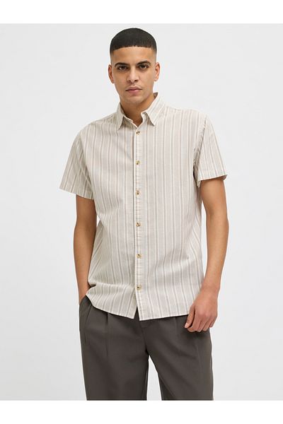 Jack & Jones Striped Spread Collar Regular Fit Shirt
