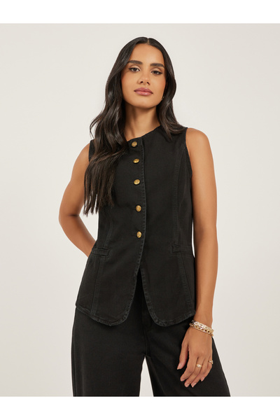 Styli سترة جينز بأزرار وجيوب