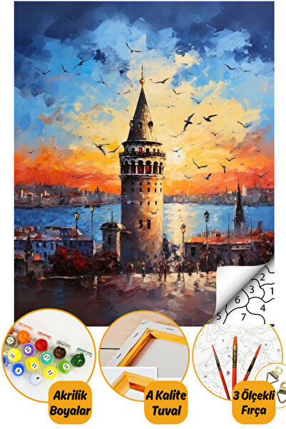 tale hobby Sayılarla Boyama Numaralı Tuval Seti Fırça Boya Dahil 40x50cm - Ga...