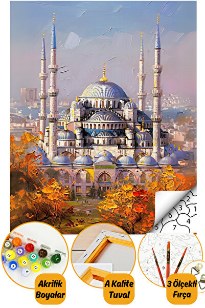 tale hobby Sayılarla Boyama Numaralı Tuval Seti Fırça Boya Dahil 40x50cm - Sü...